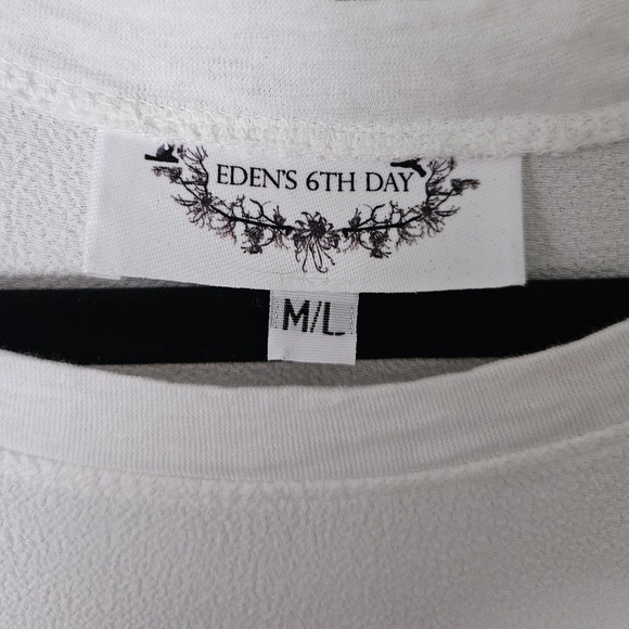 Eden's Last Day White Long Sleeve Women's Shirt w/sheer sleeves size M/L EUC - Picture 6 of 6
